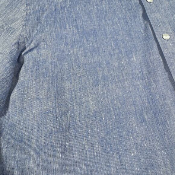 Joseph Abboud Linen Long Sleeve Blue Chambray Shirt Men’s XL - Picture 4 of 7